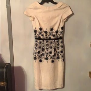 Floral black and cream midi dress!